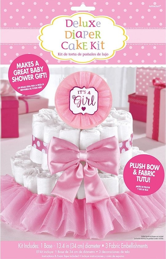 Amscan Luiertaart Meisjes Vierdelige Decoratie Kit 34 Cm