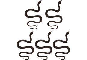 Amscan nep slangen 35 cm - 5x stuks - zwart - Horror/griezel thema decoratie dieren