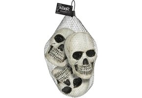 Horror/Halloween doodskoppen/schedels - 3x - wit/zwart - 10 cm - kunststof