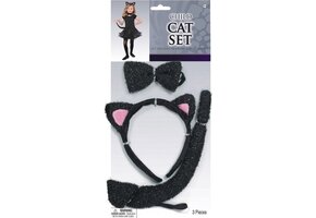 Katten/poezen verkleedset - voor kinderen - zwart - 3 delig