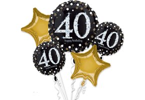 Boeket Sparkling Birthday 40 5 Folie Ballonnen