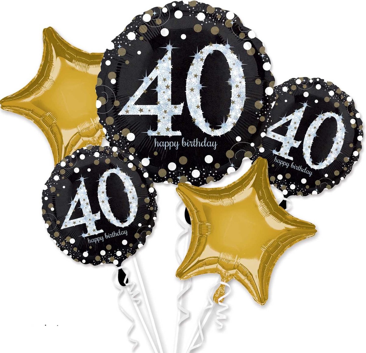 Boeket Sparkling Birthday 40 5 Folie Ballonnen