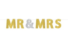 Amscan Letterslinger "mr & Mrs" Goud/zilver