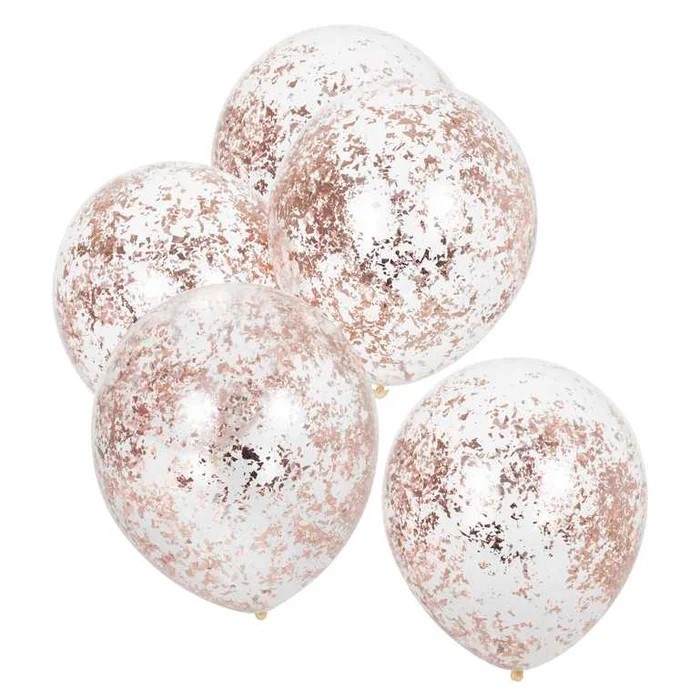 Ginger Ray Confetti Ballonnen Rose Goud - Mix It Up - 5 stuks - 30 cm