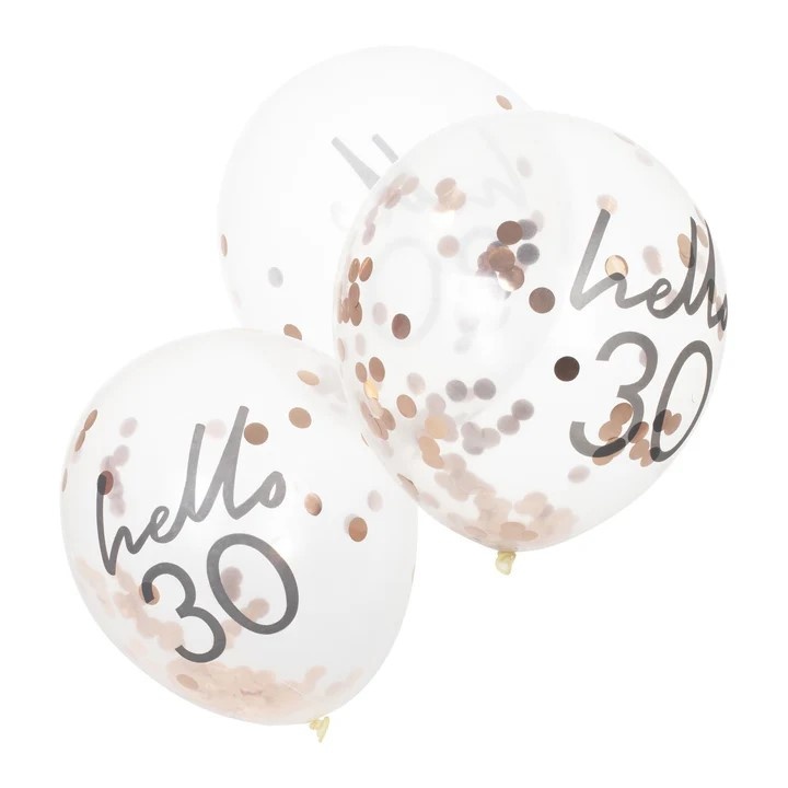 Ginger Ray Rose Gouden Confetti Ballonnen 30 Jaar 30cm - 5 stuks