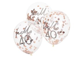 Ginger Ray Rose Gouden Confetti Ballonnen 40 Jaar 30cm - 5 stuks