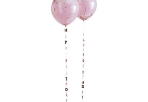 Staart Happy Birthday Rosé Goud - 5 stuks - Ballonhangers