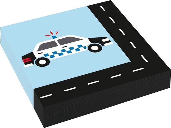 Amscan Servetten On The Road 33 X 33 Cm Zwart/blauw 20 Stuks