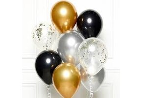 Amscan Ballonnenboeket 1,5 M Latex Zwart/goud/zilver 20-delig