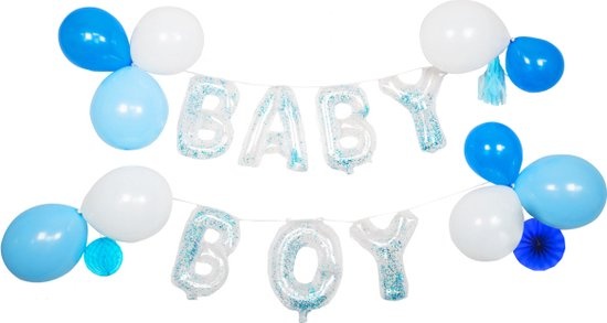 Decoratieset Ballon Slinger Baby Jongen Latex / Papier / Plastic 23 Onderdelen