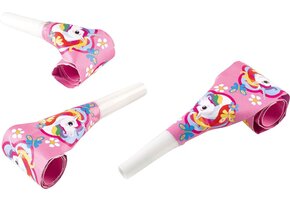 Eenhoorn party thema roltongen/toeters 8x stuks - Feestartikelen/versiering