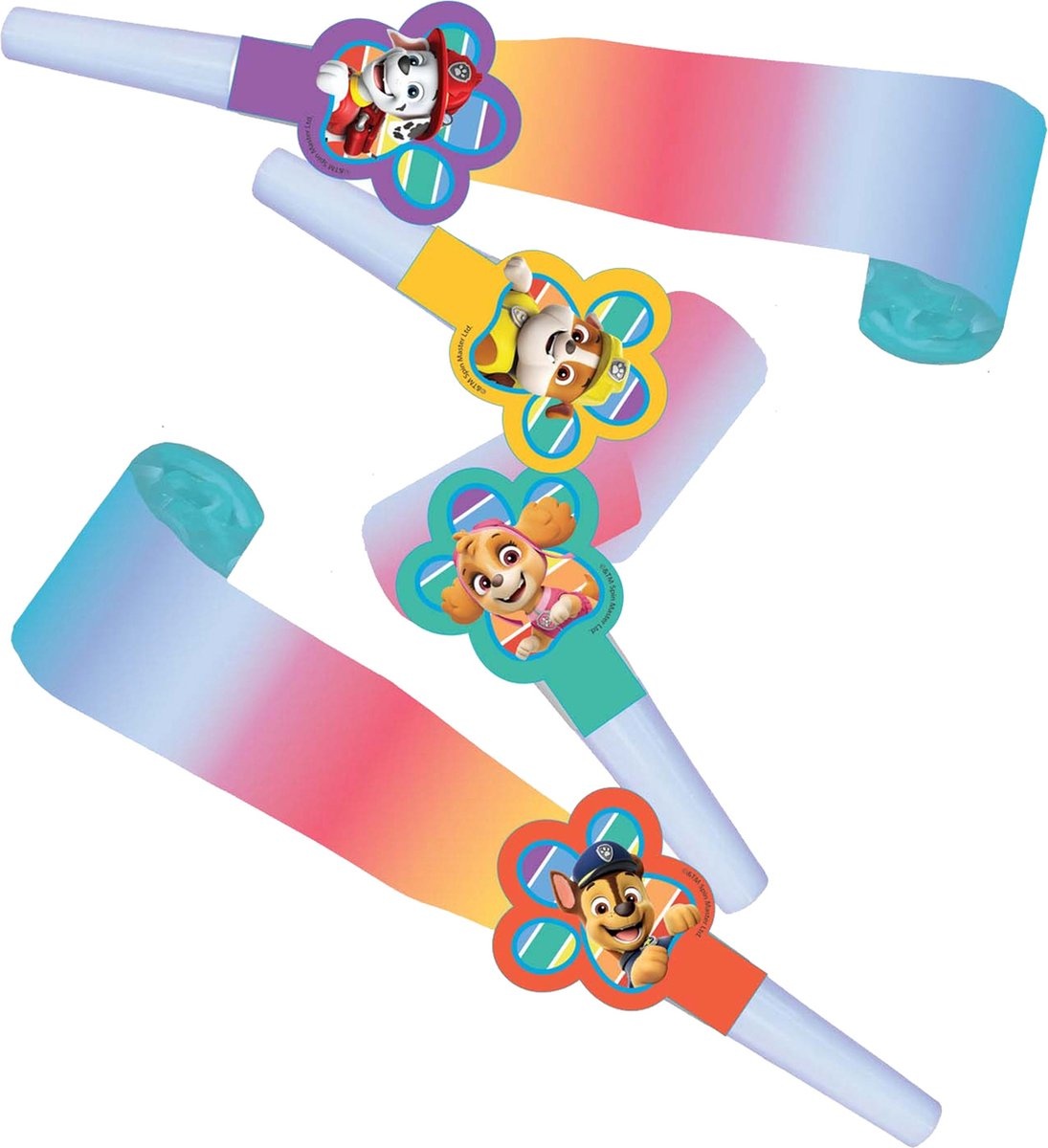Paw Patrol party thema roltongen/toeters 8x stuks - Feestartikelen/versiering