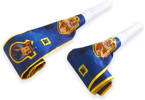 Paw Patrol blauw/geel party thema roltongen/toeters 8x stuks - Feestartikelen/versiering