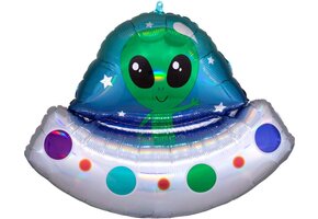 Supershape Holographic Alien Space ship - UFO folieballon met alien 81cm