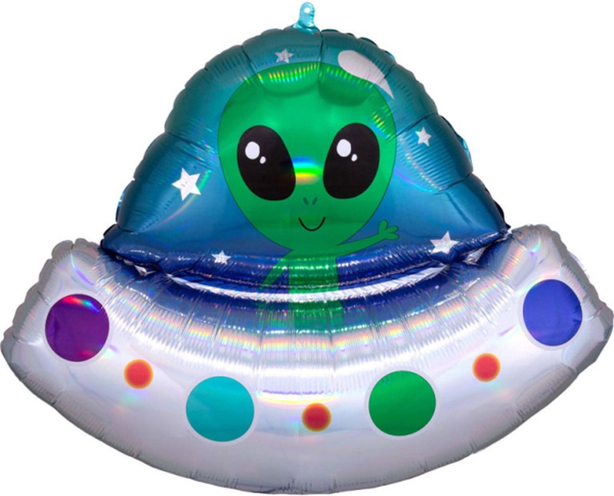 Supershape Holographic Alien Space ship - UFO folieballon met alien 81cm
