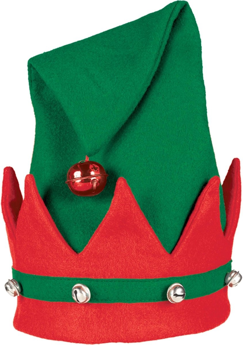 Amscan Elfenhoed met Bellen 32 X 28 Cm Vilt Groen/rood