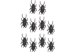 Amscan nep kakkerlakken/kevers 5 cm - zwart/bruin - 10x - Horror/griezel thema decoratie beestjes