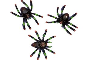 Amscan Nep spinnen/spinnetjes 4 x 3 cm - zwart - 8x stuks - Horror/griezel thema decoratie beestjes