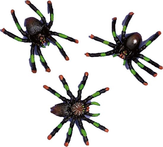 Amscan Nep spinnen/spinnetjes 4 x 3 cm - zwart - 8x stuks - Horror/griezel thema decoratie beestjes