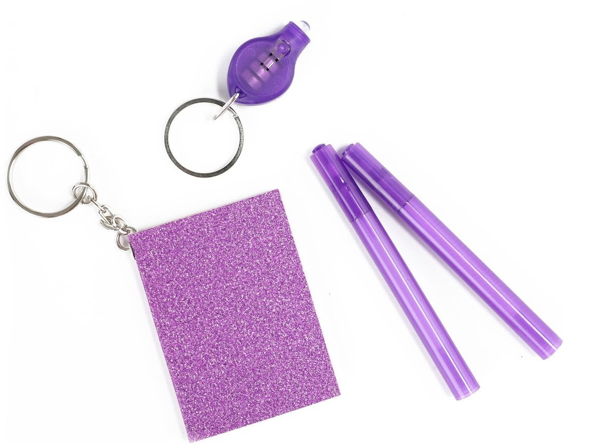 Notitieboekje met UV Lampje en Geheimschrift Pen