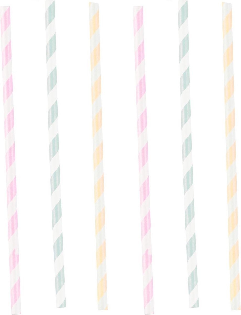 Amscan Rietjes Gestreept Pastel 23 Cm Papier 12 Stuks