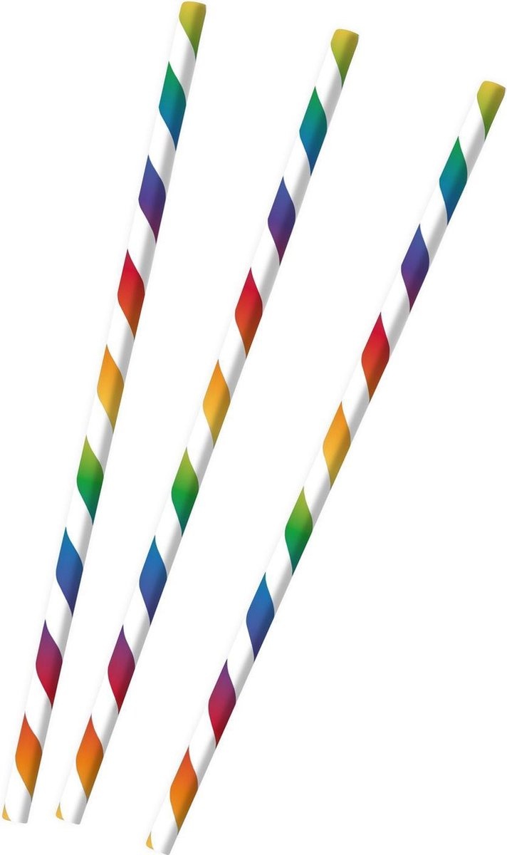 Amscan Rietjes Gestreept Regenboog 23 Cm Papier 12 Stuks