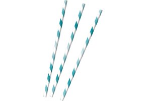 Amscan Rietjes Gestreept 23 Cm Papier Blauw/wit 12 Stuks