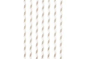 AMSCAN - 12 witte en koperkleurige kartonnen rietjes - Decoratie > Rietjes