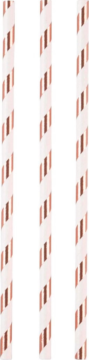 AMSCAN - 12 witte en koperkleurige kartonnen rietjes - Decoratie > Rietjes