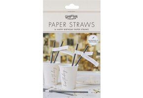 Ginger Ray - Rietjes champagne noir Happy Birthday