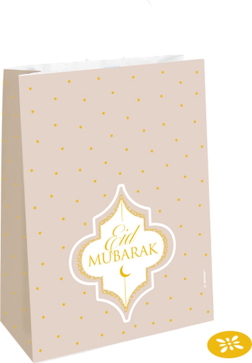 Eid Mubarak papieren uitdeelzakjes 4 stuks 15x21cm