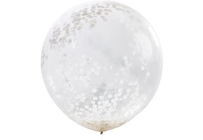 Ginger Ray Beautiful Botanics - XL ballon gevuld met witte confetti Ø 90 cm - Set-3
