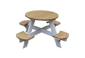 AXI Ufo Picknicktafel Rond voor 4 kinderen in Bruin/Wit - Picknick tafel van hout - 120x120x56cm showmodel
