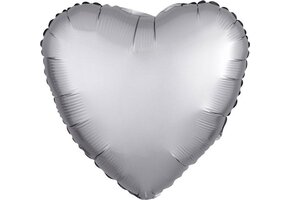 Amscan - Folieballon Satin Luxe Platinum Hart 46 cm