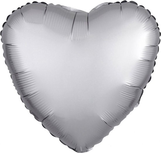 Amscan - Folieballon Satin Luxe Platinum Hart 46 cm