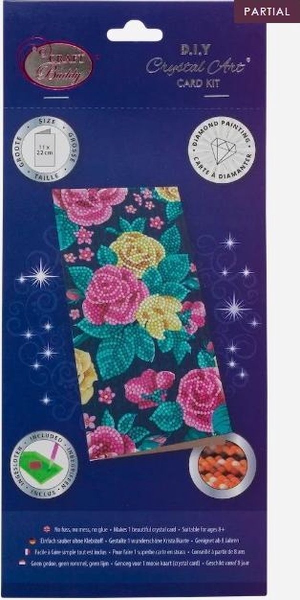 Craft Buddy Diamond Painting Crystal Art Kaart Rozen 11x22cm