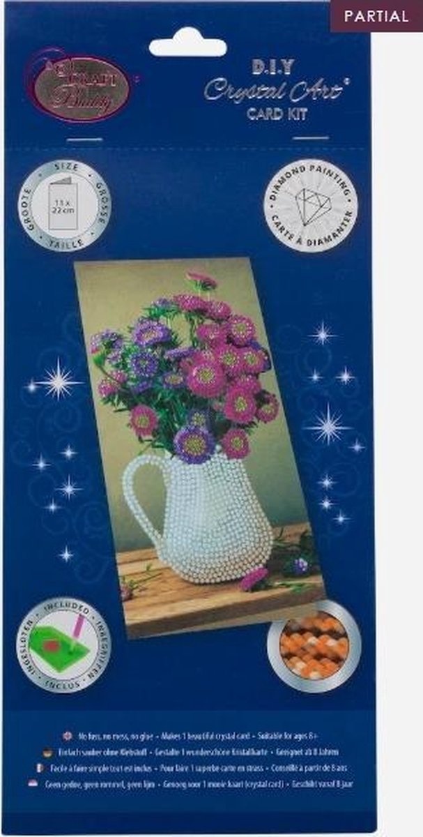 Diamond Painting Crystal Art Kaart Bloemenvaas 11x22cm