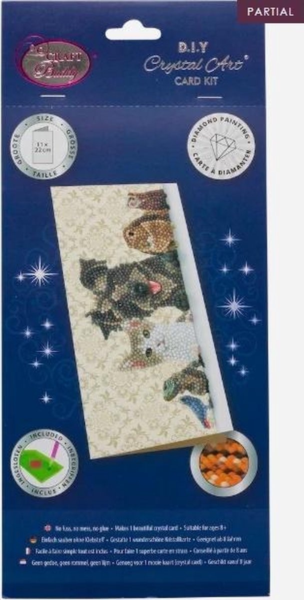 Craft Buddy Diamond Painting Crystal Art Kaart Dierenfamilie 11x22cm