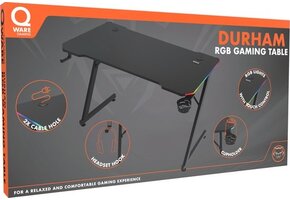 Qware Gaming - Durham - RGB - Touch Bediening - Gaming Bureau - 120cm - Game desk - Gaming Tafel - Kabelmanagement - Carbon Fiber Afgewerkt Tafelblad - Zwart