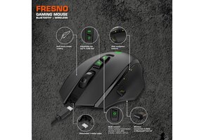 Qware Gaming - Gaming Muis - Fresno - RGB LED - 3200 DPI - Zwart - Accu - Oplaadbaar - Wireless - Multiconnect