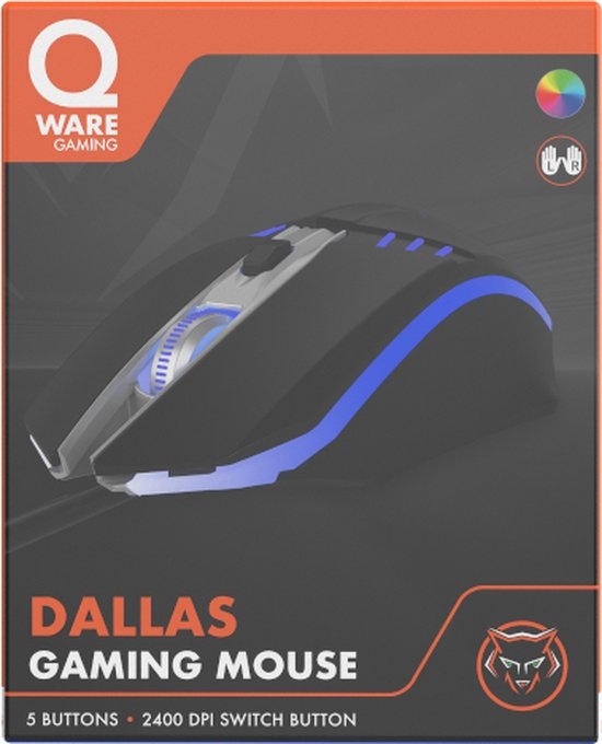Qware Gaming - Muis - Dallas - RGB LED - Programmeerbaar - 2400 DPI
