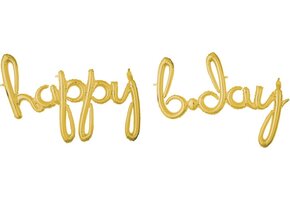 Amscan - Happy Birthday script folie ballon goud (93 x 68 cm)