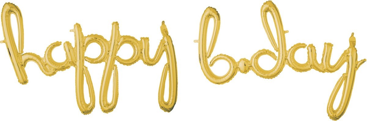 Amscan - Happy Birthday script folie ballon goud (93 x 68 cm)