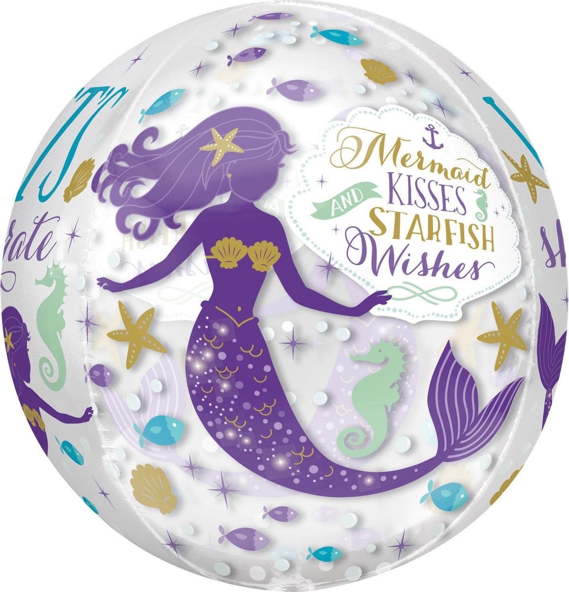 Amscan Orbz Folieballon Mermaid Wishes 43 cm Wit