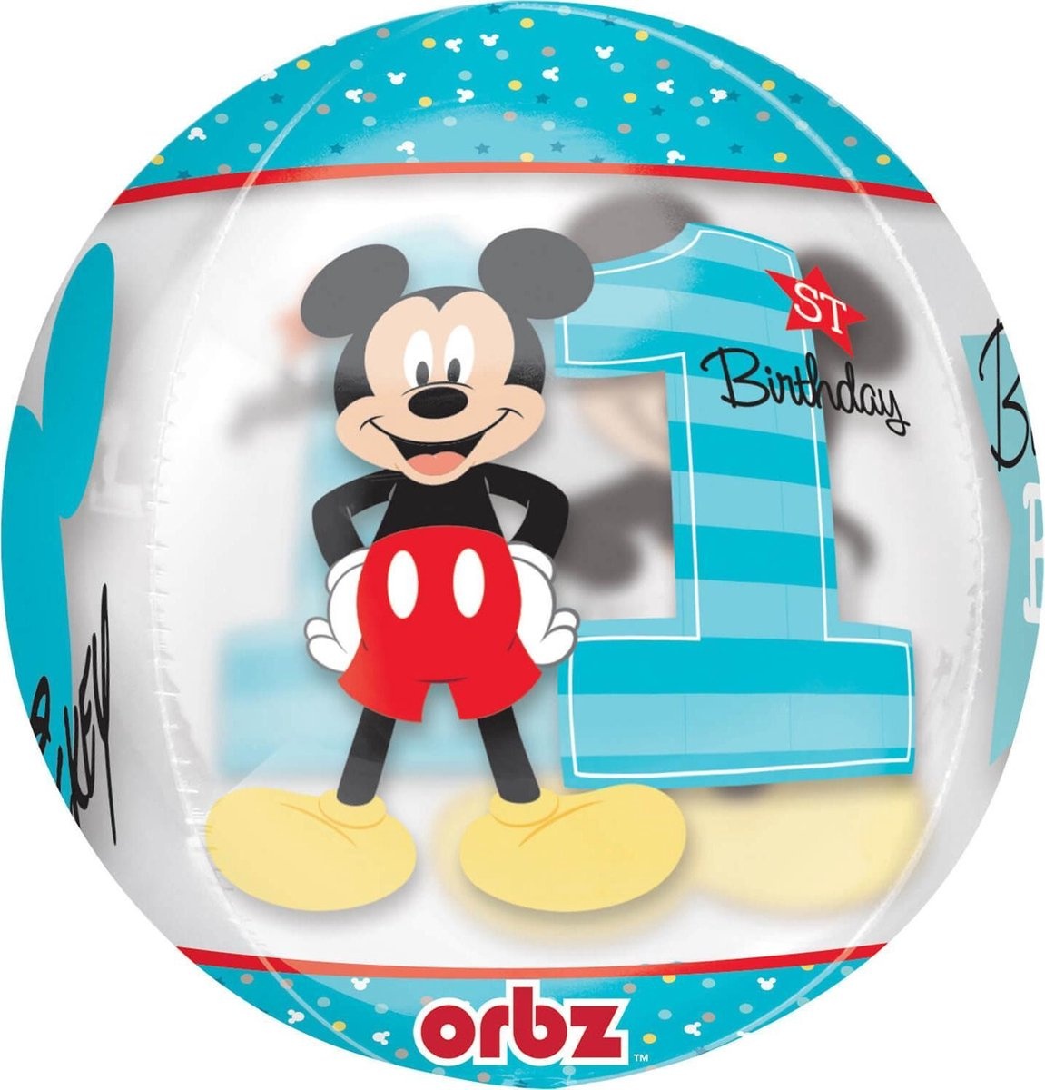 Amscan Folieballon Mickey Mouse 1e verjaardag  40cm