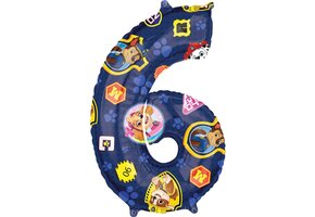PAW Patrol - Folieballon - Cijfer 6 - 66 Cm - Blauw - 1 stuks