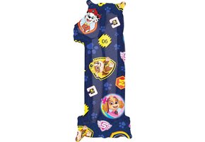 Amscan PAW Patrol - Folieballon - Cijfer 1 - 66 Cm - Blauw - 1 stuks