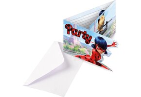 Amscan Miraculous Ladybug uitnodigingen met enveloppen - 8 stuks