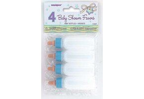 Unique Baby Shower deco Babyflessen 9 Cm 4 Stuks Blauw