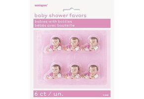 Unique Baby Shower Favors deco Baby met flesje 6 Stuks Roze
